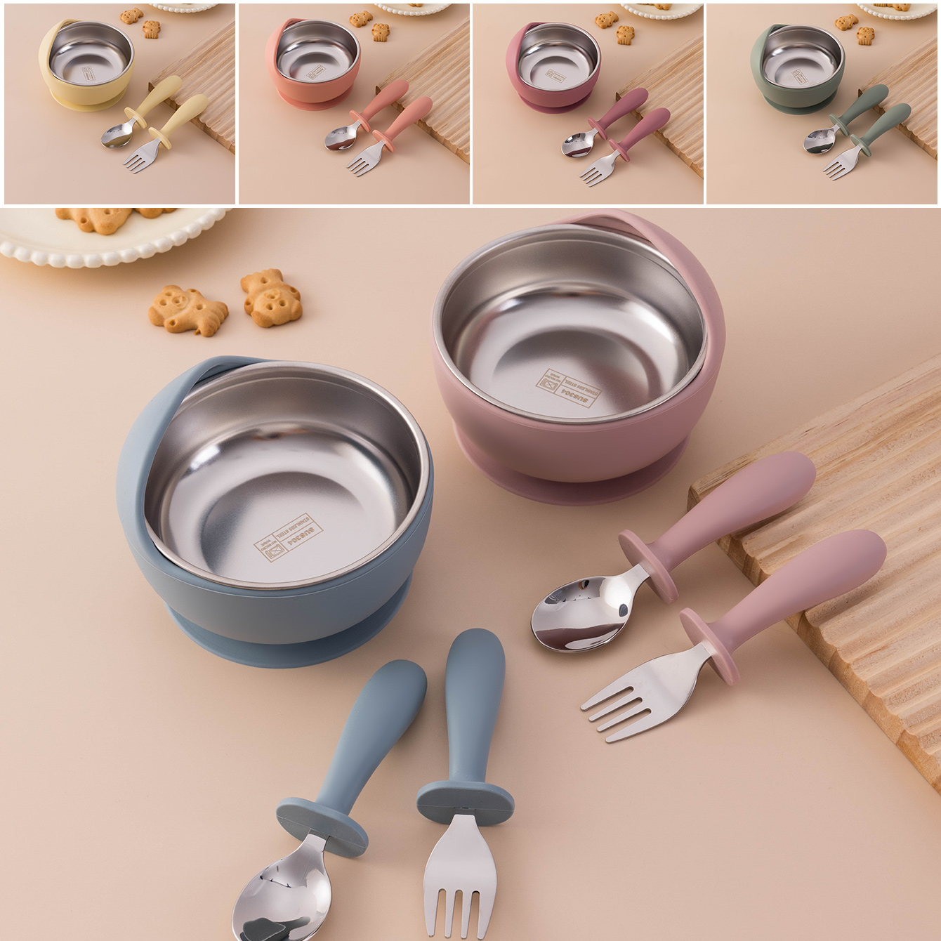 Baby Food Tray - Ensemble d'alimentation en Silicone et acier