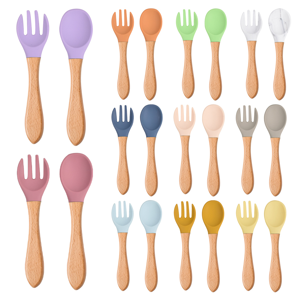 Baby Kitchen Food - Cuillère fourchette en Silicone pour bébé,